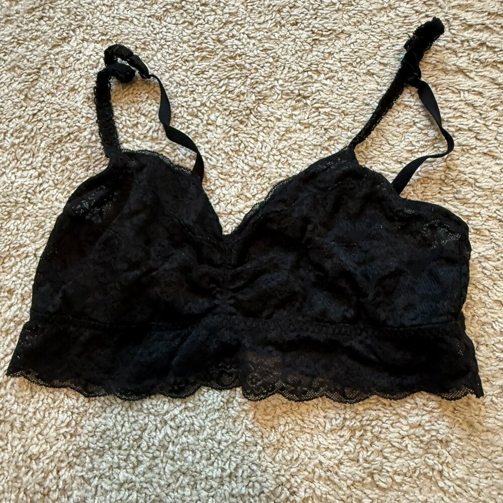 PINK Victoria's Secret Lace Bralette Women's Black Size L/G Wireless Unpadded